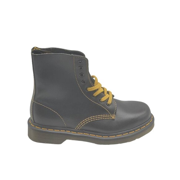 Dr. Martens 1460 Pascal Yellow Stitch Black Leather Men Boots‎ Size 5 - Picture 1 of 11